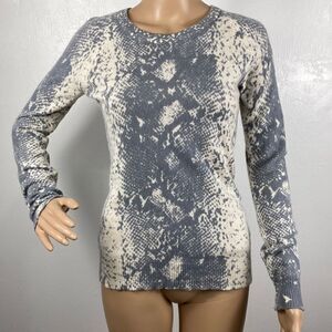 Antonio Melani snakeskin print 100% cashmere crew neck pullover sweater size S